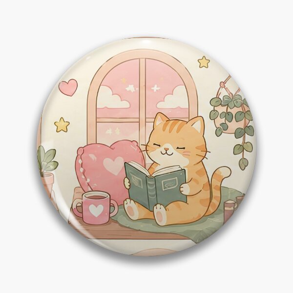 Item preview, Cozy Cat Love Window Seat Kawaii Pattern designed and sold by Soft Berry Studio.