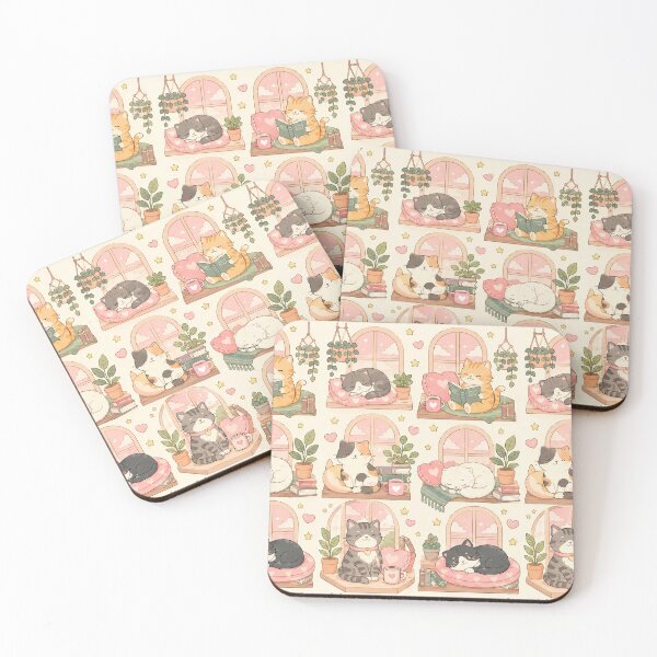 Item preview, Cozy Cat Love Window Seat Kawaii Pattern designed and sold by Soft Berry Studio.