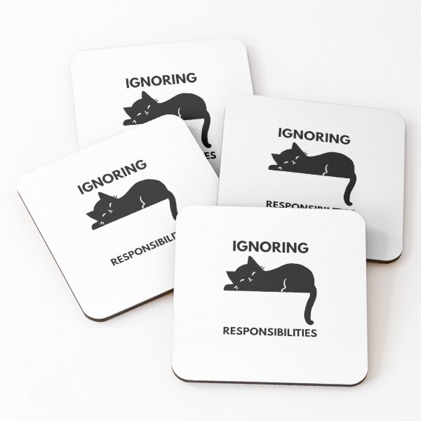 Item preview, Ignoring Responsibilities Funny Sleeping Cat Sticker | Minimalist Cat Quote designed and sold by Savage Cat Quotes.