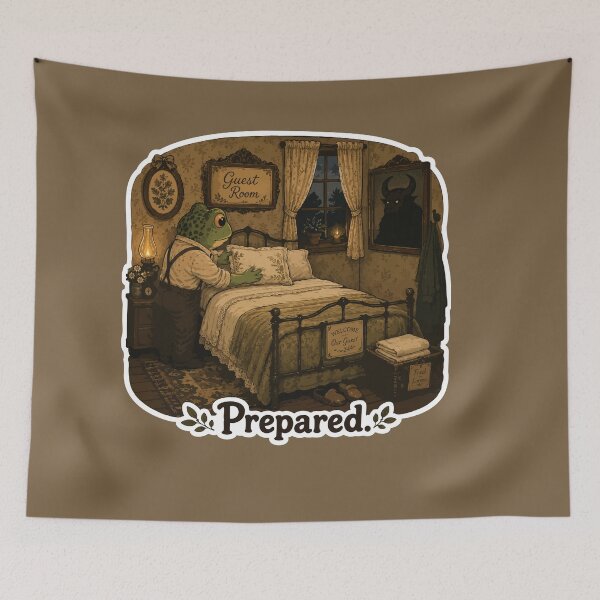 Item preview, Prepared Frog Sticker – Cozy Guest Room | Cottagecore Horror & British Dark Humor designed and sold by SimplePoDesign.