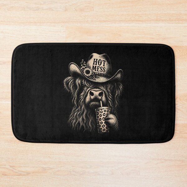 Item preview, Hot Mess Highland Cow Funny Cute Coffee Lover designed and sold by Apparel-Vortex.