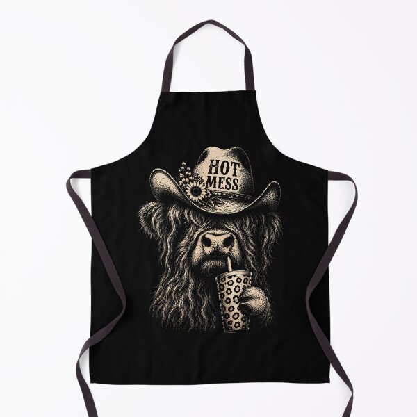 Item preview, Hot Mess Highland Cow Funny Cute Coffee Lover designed and sold by Apparel-Vortex.