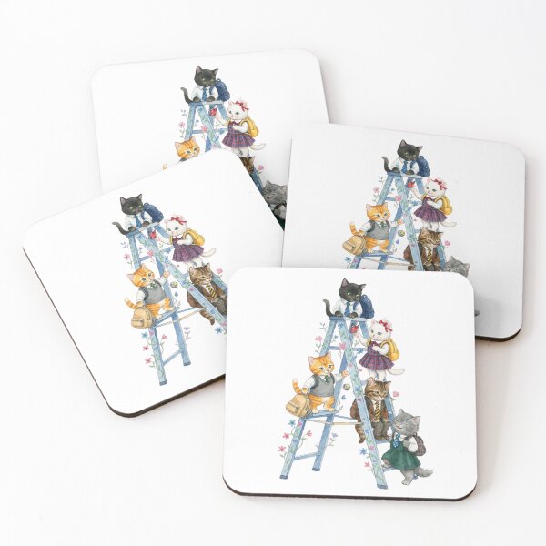 Item preview, Cute kittens playing on a staircase, back to school designed and sold by VibranPalette.