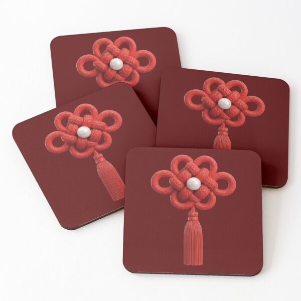 Item preview, Red Clay Pearl Chinese Lucky Knot Handmade Inspired Prosperity Design Elegant Asian Heritage Gift Lucky Charm Print-on-Demand designed and sold by MoqunaDesign.