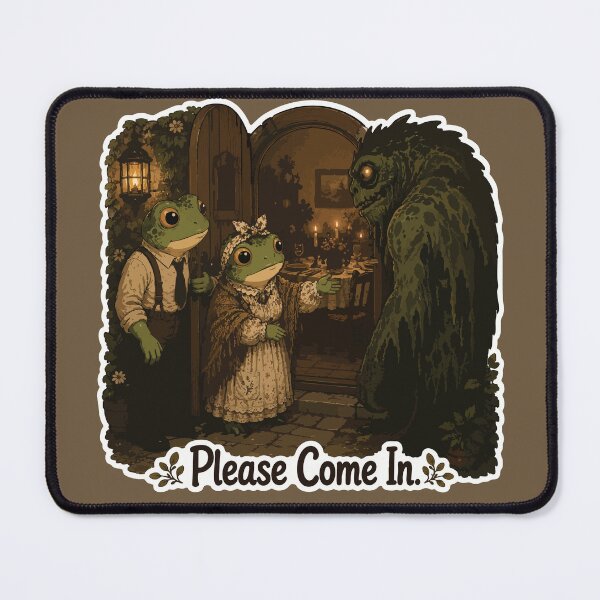 Item preview, Please Come In Frog Sticker – Cozy Cottagecore Horror | Monster Hospitality & Dark Humor designed and sold by SimplePoDesign.