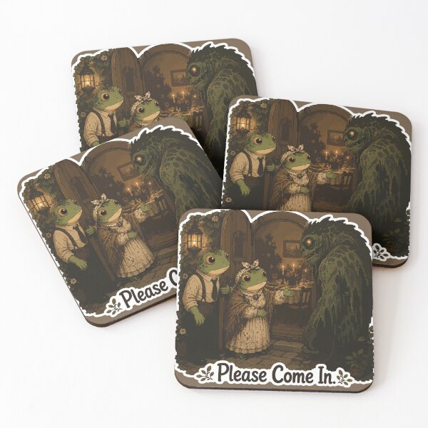 Item preview, Please Come In Frog Sticker – Cozy Cottagecore Horror | Monster Hospitality & Dark Humor designed and sold by SimplePoDesign.
