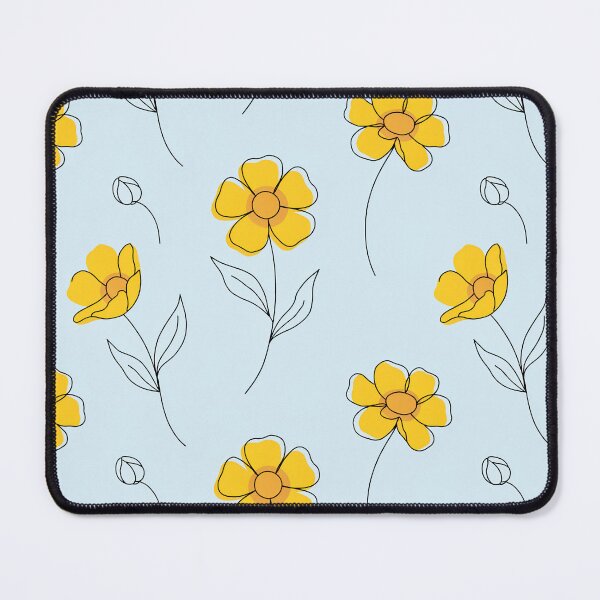 Item preview, Yellow Daisy Flowers on Blue Retro Floral Pattern designed and sold by NuvoraNest.