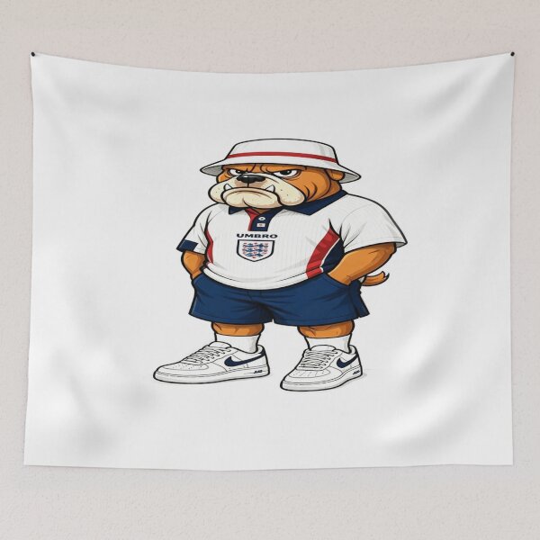 Item preview, England Bulldog Casual Art | 90s Football Culture Print | Cool British Mascot Design designed and sold by PoloPrintsUK.