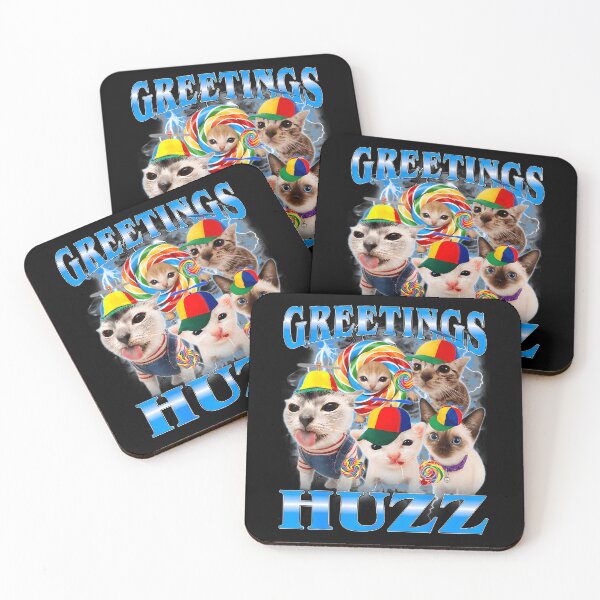 Item preview, Greetings Huzz Funny Lollipop Cat Meme designed and sold by Apparel-Vortex.