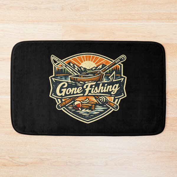 Item preview, Gone Fishing Vintage Badge Retro Outdoor Lake Sunrise Boat Fishing  designed and sold by Artycom.