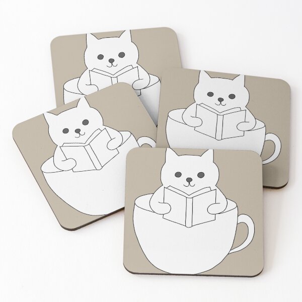 Item preview, Cat book lover in coffee cup illustration  designed and sold by LeshanArt.