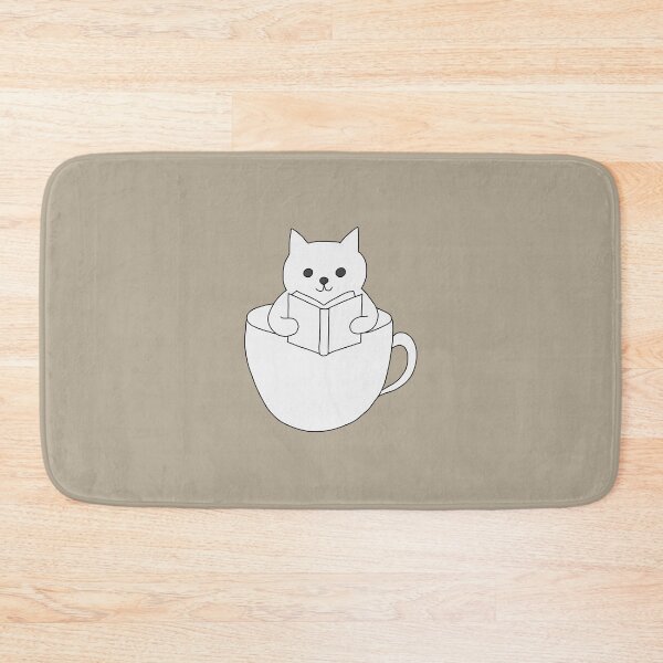 Item preview, Cat book lover in coffee cup illustration  designed and sold by LeshanArt.