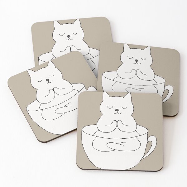 Item preview, Cat Meditation in Tea Cup Zen Illustration designed and sold by LeshanArt.