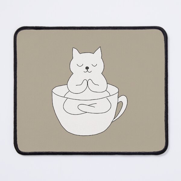 Item preview, Cat Meditation in Tea Cup Zen Illustration designed and sold by LeshanArt.