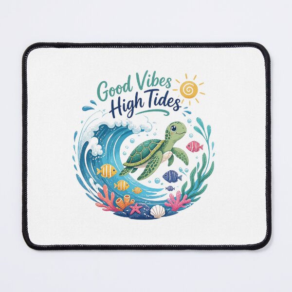 Item preview, Cute Sea Turtle Surfing Wave – Good Vibes High Tides Summer Beach Ocean Art designed and sold by Brain shot.