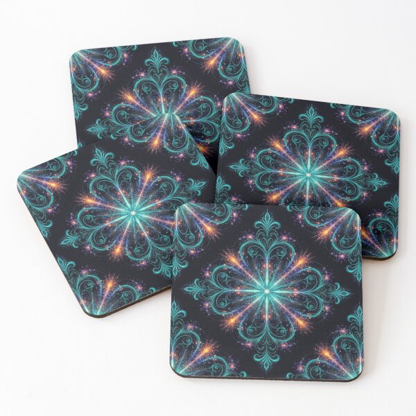 Item preview, Cosmic Damask Teal Gold Seamless Pattern designed and sold by WitchyBotanicaArt.