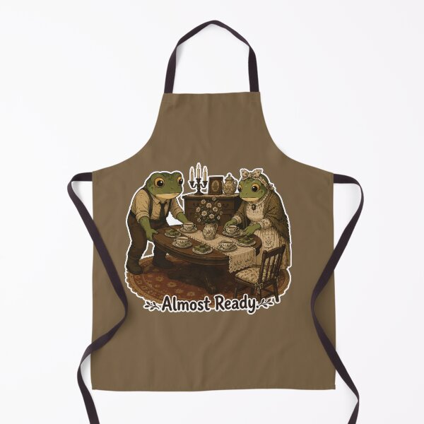 Item preview, Almost Ready Frog Sticker – Cozy Cottagecore Tea Party | Wholesome Gothic Frog Couple designed and sold by SimplePoDesign.