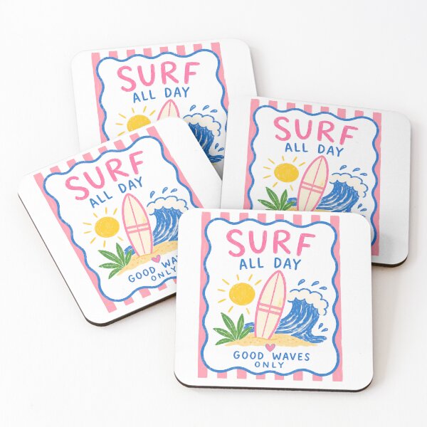Item preview, Surf All Day Good Waves Only – Retro Surfboard Beach Summer Graphic Tee designed and sold by Golden Blaze Studio.