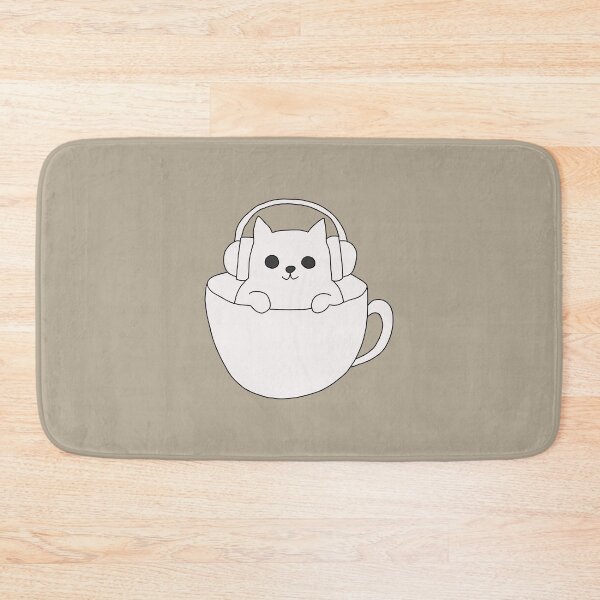 Item preview, Cat wearing headphones listening to music minimalist line art designed and sold by LeshanArt.