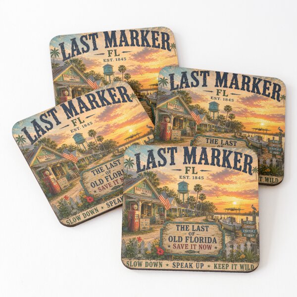 Item preview, Vintage Old Florida Coastal Town Art | Last Marker, FL – The Last of Old Florida designed and sold by IslandGirlArt.