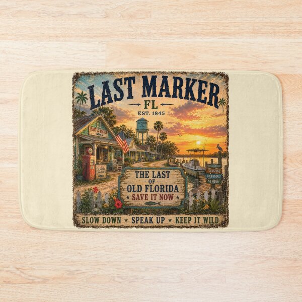 Item preview, Vintage Old Florida Coastal Town Art | Last Marker, FL – The Last of Old Florida designed and sold by IslandGirlArt.