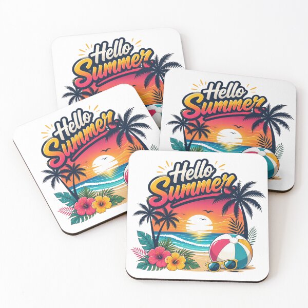 Item preview, Hello Summer Tropical Beach Sunset – Vacation Paradise Retro Summer Design designed and sold by Brain shot.