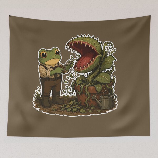 Item preview, Pruning the Problem Frog Sticker – Carnivorous Plant | Cottagecore Horror | Cute Gothic Gardening designed and sold by SimplePoDesign.