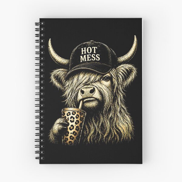 Item preview, Cute Sassy Highland Cow Hot Mess Coffee and Bubblegum designed and sold by Rahamkshop.