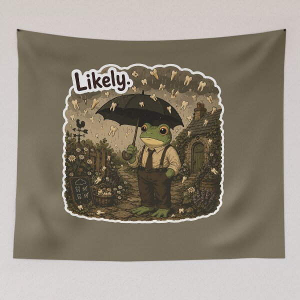 Item preview, Likely Frog Sticker – Tooth Rain Forecast | Dentist Humor | Cozy Gothic Cottagecore designed and sold by SimplePoDesign.