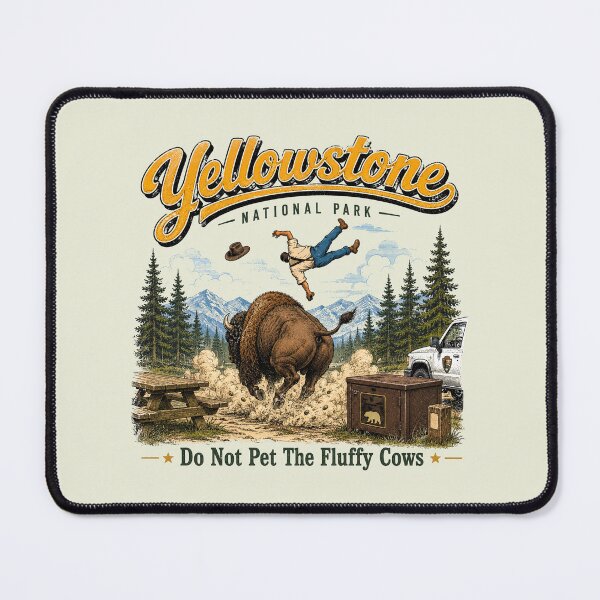 Item preview, Yellowstone National Park, Funny Bison Fluffy Cow designed and sold by Saitokuu7Art.