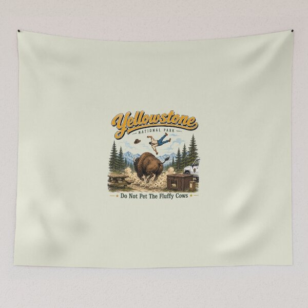 Item preview, Yellowstone National Park, Funny Bison Fluffy Cow designed and sold by Saitokuu7Art.