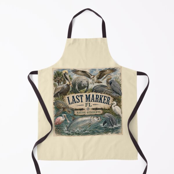 Item preview, Native Residents Vintage Old Florida Coastal Town Art | Last Marker, FL – The Last of Old Florida Manatees Tarpon designed and sold by IslandGirlArt.
