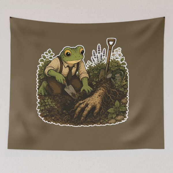 Item preview, Mandrake Harvest Frog Sticker – Cottagecore Gardening | Cozy Gothic | Fantasy Root Harvest designed and sold by SimplePoDesign.