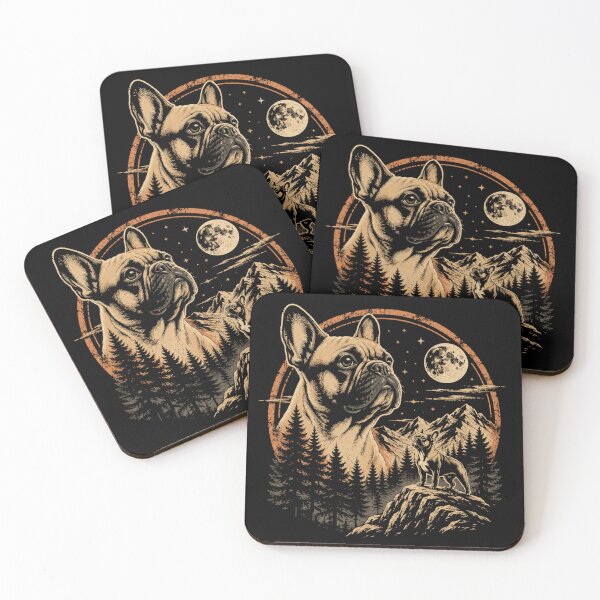 Item preview, Retro French Bulldog Moonlit Forest Vintage Nature Adventure designed and sold by Moizento.