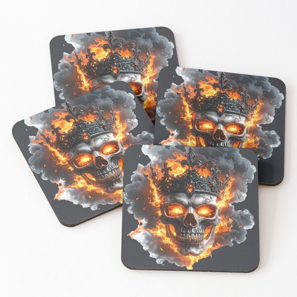 Item preview, Flaming Skull King Crown - Dark Fantasy Halloween Gothic Art designed and sold by OksArtStudio.