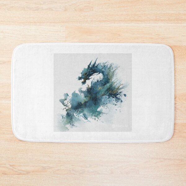 Item preview, Blue Watercolor Dragon - Abstract Japanese Dragon Ink Splash With Gold designed and sold by ExpressoJungle.