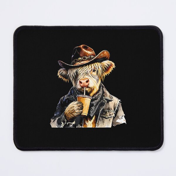 Item preview, Highland Cow with Cowboy Hat and Iced Coffee designed and sold by Rahamkshop.