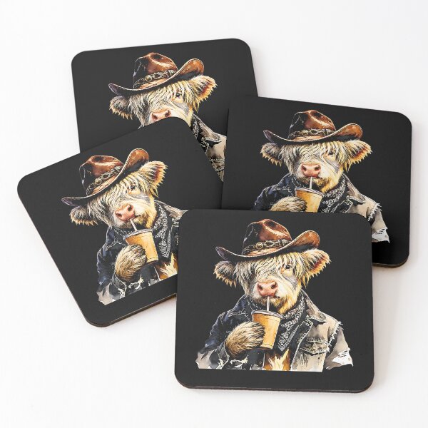 Item preview, Highland Cow with Cowboy Hat and Iced Coffee designed and sold by Rahamkshop.