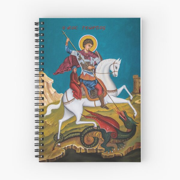 Item preview, Saint George and the Dragon Byzantine Orthodox Icon Religious Art White Horse designed and sold by CLC54.