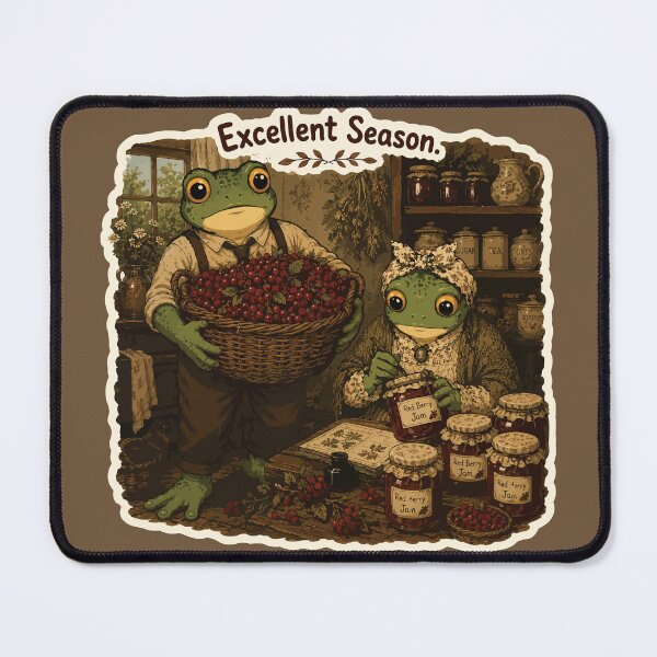 Item preview, Excellent Season Frog Sticker | Berry Harvest | Cottagecore Jam Making | Cozy Autumn Frog Couple designed and sold by SimplePoDesign.