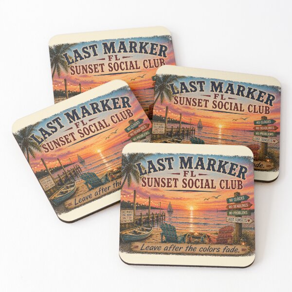 Item preview, Sunsets Native Residents Vintage Old Florida Coastal Town Art | Last Marker, FL – The Last of Old Florida Manatees Tarpon designed and sold by IslandGirlArt.