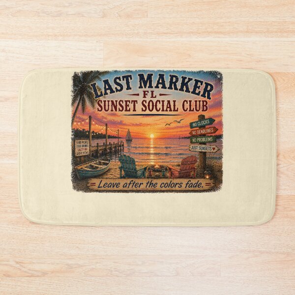 Item preview, Sunsets Native Residents Vintage Old Florida Coastal Town Art | Last Marker, FL – The Last of Old Florida Manatees Tarpon designed and sold by IslandGirlArt.