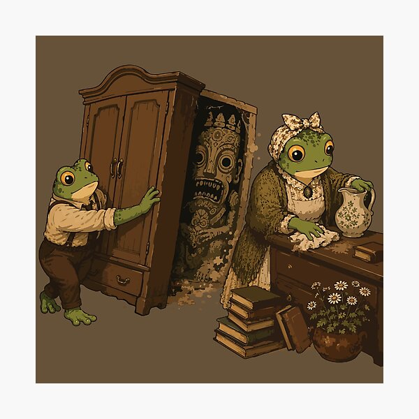 Item preview, Hidden Monster Frog Sticker | Cottagecore Horror | Cozy Frog Couple | Folk Horror Wardrobe | Dark Whimsy designed and sold by SimplePoDesign.