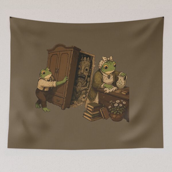 Item preview, Hidden Monster Frog Sticker | Cottagecore Horror | Cozy Frog Couple | Folk Horror Wardrobe | Dark Whimsy designed and sold by SimplePoDesign.