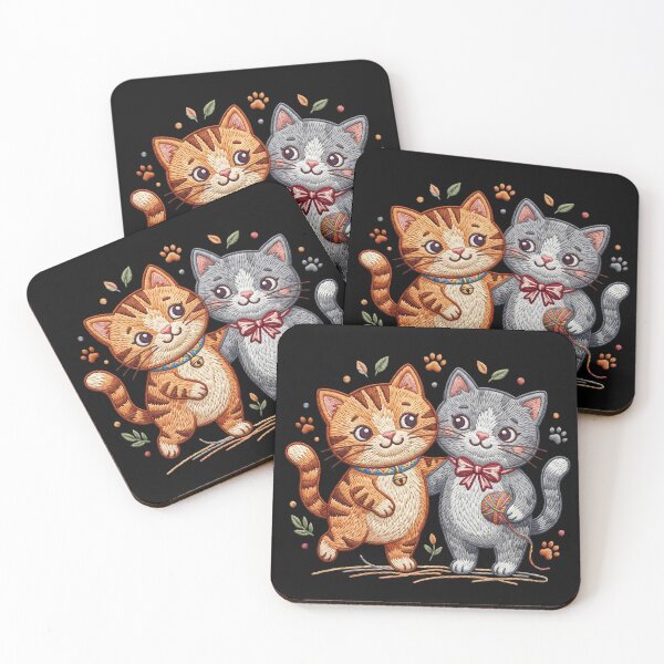 Item preview, Cute Cats Faux Embroidery designed and sold by chanshoping.