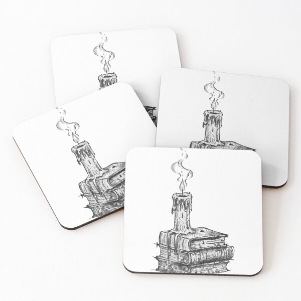 Item preview, Melting Candle on Ancient Books | Dark Academia Gothic Illustration | Black and White Art designed and sold by Marianarcezar.