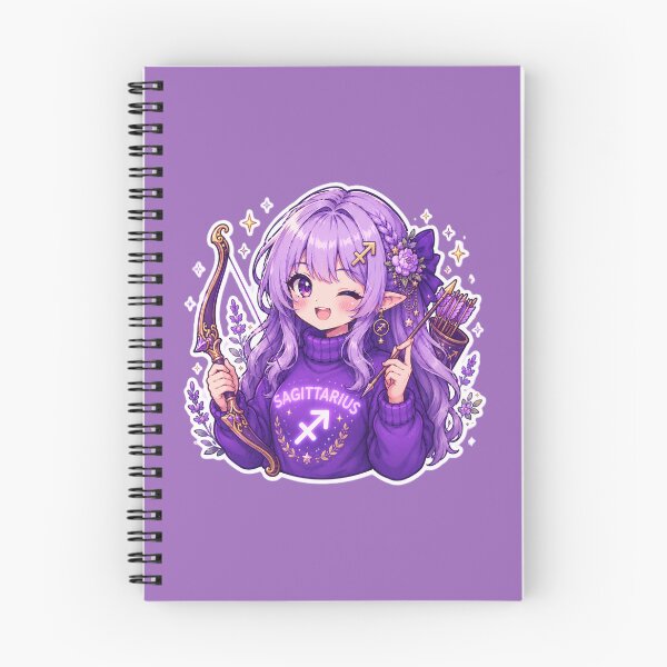Item preview, Kawaii Sagittarius Zodiac Girl with Bow and Arrow | Cute Purple Anime Astrology Design designed and sold by MysticPurpleHue.