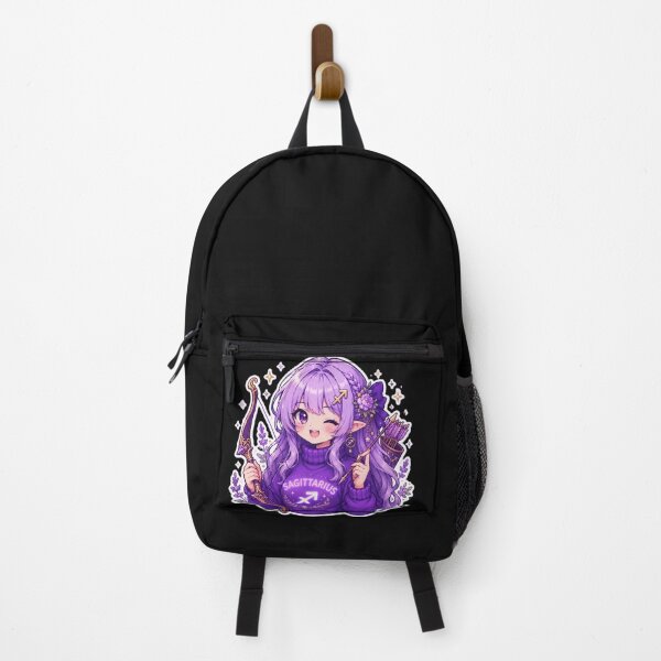 Item preview, Kawaii Sagittarius Zodiac Girl with Bow and Arrow | Cute Purple Anime Astrology Design designed and sold by MysticPurpleHue.
