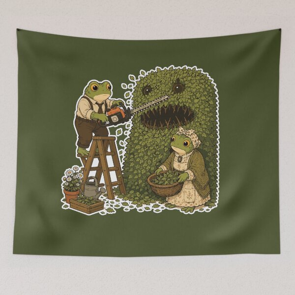 Item preview, Monster Hedge Frog Sticker | Cottagecore Horror | Topiary Monster | Cozy Frog Couple | Dark Garden Humor designed and sold by SimplePoDesign.
