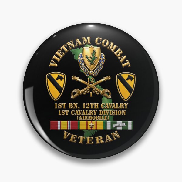 Item preview, Army - Vietnam Combat Cavalry Veteran w 1st Bn 12th Cav DUI - 1st Cav Div - 3D X 300 designed and sold by Military Insignia Products.
